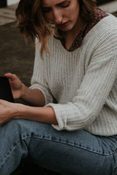 woman sitting with bible